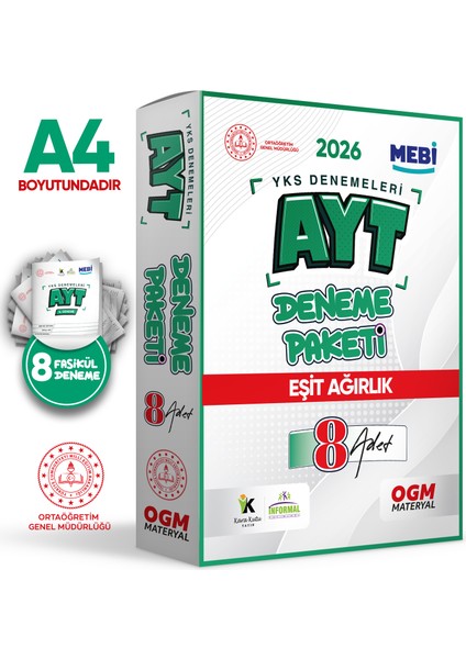 2026 Yks-Ayt Mebi Online Güncel Eşit Ağırlık (Tm) 8li Seri Deneme Fasikül Paketi (A4 Renkli)