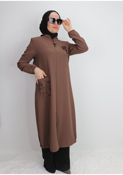 1005 Önden Fermuarlı Cepli Cebi Taş Detaylı Broşlı Giy Çık Kap Qys Kap #24-03# fırsatları