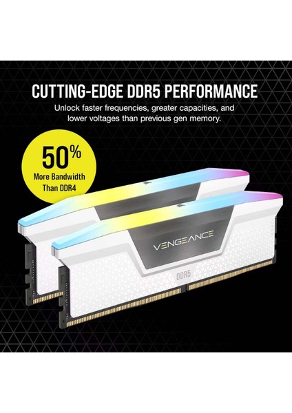 Corsaır Vengeance Rgb 32GB (2X16GB) 6000MHZ Ddr5 C30 1,40V Expo & Xmp Ram (CMH32GX5M2B6000Z30W)