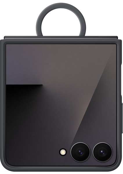Galaxy Z Flip 7 Yüzüklü Silikon Kılıf - Siyah