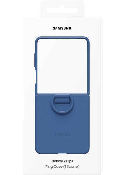 Galaxy Z Flip 7 Yüzüklü Silikon Kılıf - Lacivert