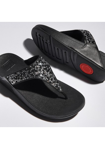 Kadın Terlik JE3-090 Fitflop Lulu Crystal-Mix Toe-Post All Black