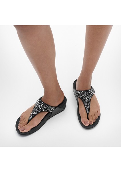 Kadın Terlik JE3-090 Fitflop Lulu Crystal-Mix Toe-Post All Black