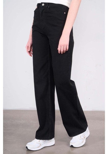 7810 Bayan Jean Maria Wide Leg Pantolon Siyah