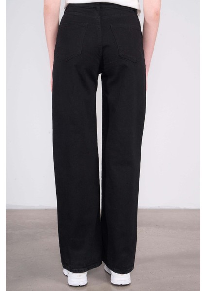 7810 Bayan Jean Maria Wide Leg Pantolon Siyah