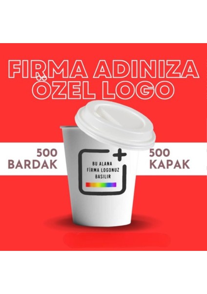 500 Adet 6. 5oz Özel Baskılı Karton Bardak 500 Adet Kahve Kapağı