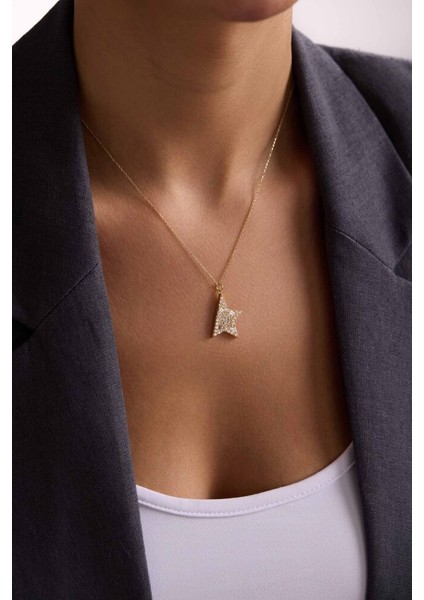 14 Ayar Altın Yıldız Figürlü Kolye Baget Detaylı modelleri