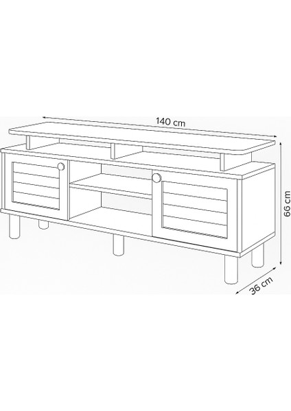 Helena Tv Sehpası Atlantik Çam Antrasit 2 Kapaklı Açık Raflı Bölmeli Tasarım 140x36x60 Cm fırsatları