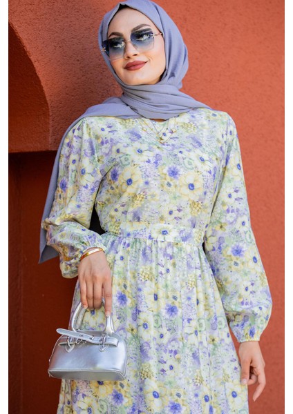 Lidy Çiçekli Desen Yazlık Elbise-Yeşil fiyatları