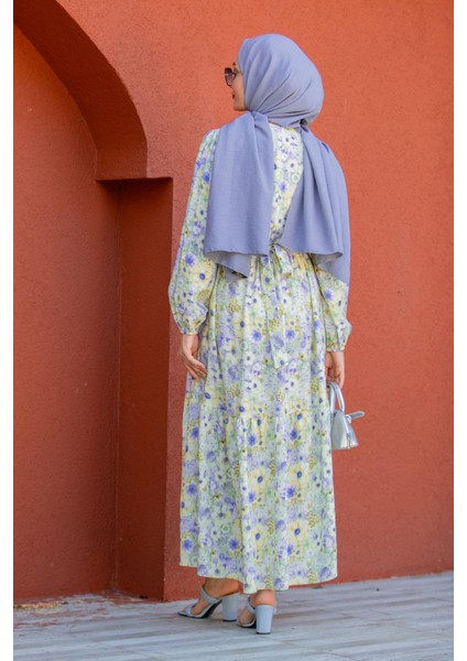 Lidy Çiçekli Desen Yazlık Elbise-Yeşil modelleri