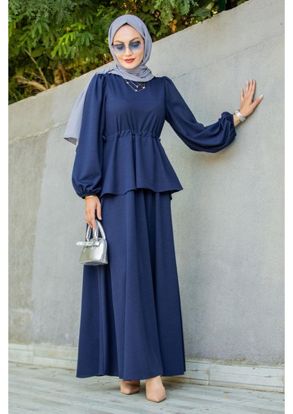 Cenny Eteği Katlı Scuba Krep Elbise-Laci