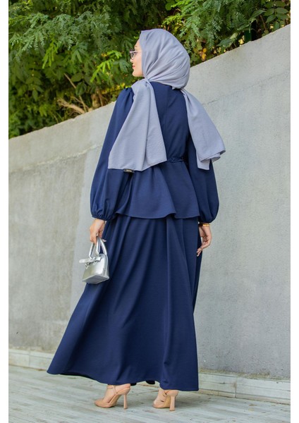 Cenny Eteği Katlı Scuba Krep Elbise-Laci modelleri