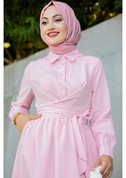 Qua Pamuk Cotton Bağlamalı Elbise-Pudrapembesi fiyatları