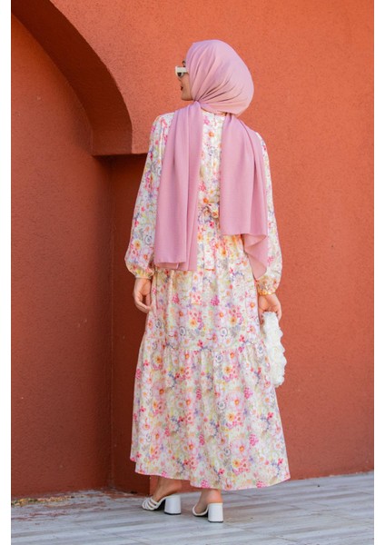 Lidy Çiçekli Desen Yazlık Elbise-Pembe modelleri
