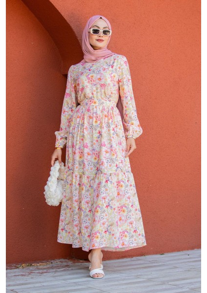 Lidy Çiçekli Desen Yazlık Elbise-Pembe fırsatları