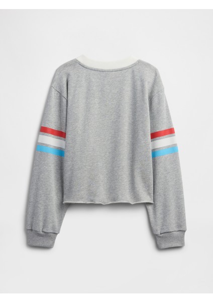 Kız Çocuk Gri Fransız Havlu Kumaş Sweatshirt modelleri