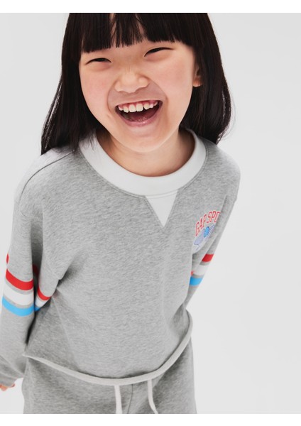 Kız Çocuk Gri Fransız Havlu Kumaş Sweatshirt fırsatları