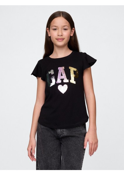 Kız Çocuk Siyah Kids Flippy-Sequin Grafik T-Shirt