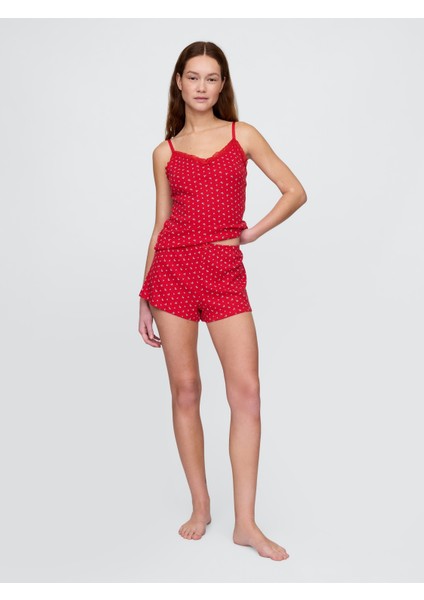 Kadın Kırmızı Desenli Pijama Üstü fırsatları