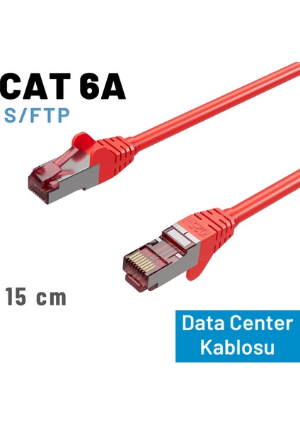 12 Adet Irenıs Cat 6A S/ftp Ethernet Data Center Kablosu, 15 cm