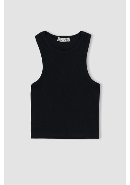 Fitted Halter Yaka Fitilli Kaşkorse Basic Düz Atlet U0357AZ23SM