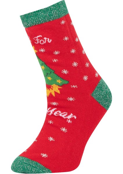 Kız Çocuk Yılbaşı Temalı 2'li Pamuklu Uzun Çorap Z3924A6NS fiyatları