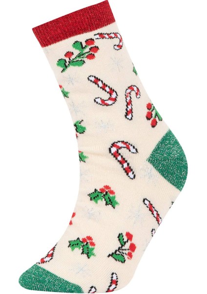 Kız Çocuk Yılbaşı Temalı 2'li Pamuklu Uzun Çorap Z3924A6NS modelleri