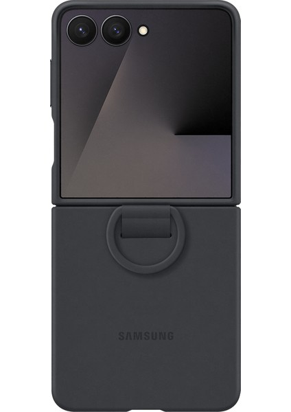 Galaxy Z Flip 7 Yüzüklü Silikon Kılıf - Siyah