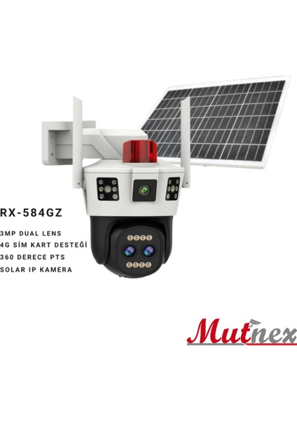 RX-584GZ 3 Kameralı 4g Sim Kartlı Solar Güneş Panelli Ptz Kame