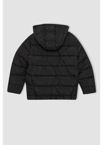 Erkek Çocuk Su İtici Kapüşonlu Fermuarlı Şişme Mont