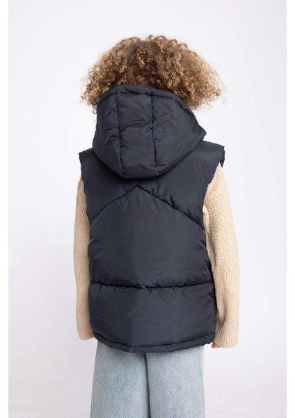 Erkek Çocuk Kapüşonlu Polar Astarlı Şişme Yelek A2524A823WN