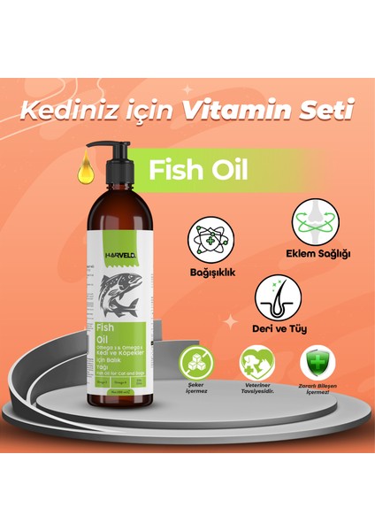 Kedi Takviye Seti Omega3 Balık Yağı, Plus B Çinko Biyotinli Tüy Deri Bakımı Kedi Vitamin Seti fırsatları