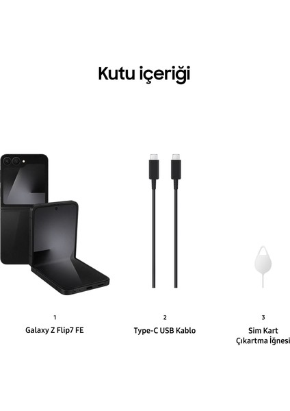 Galaxy Z Flip7 Fe 128 GB 8 GB Ram (Samsung Türkiye Garantili) Siyah indirimleri