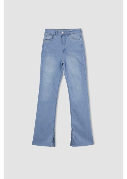 Mia Flare Fit Yüksek Bel Yırtmaçlı İspanyol Paça Uzun Jean Pantolon A5153AX23HS