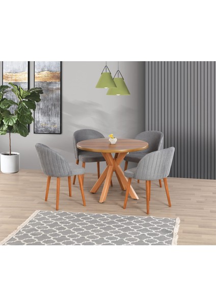 Uyar (Sadece Masa) Ceviz Kaplama 100*100 Sahra Sabit Masa