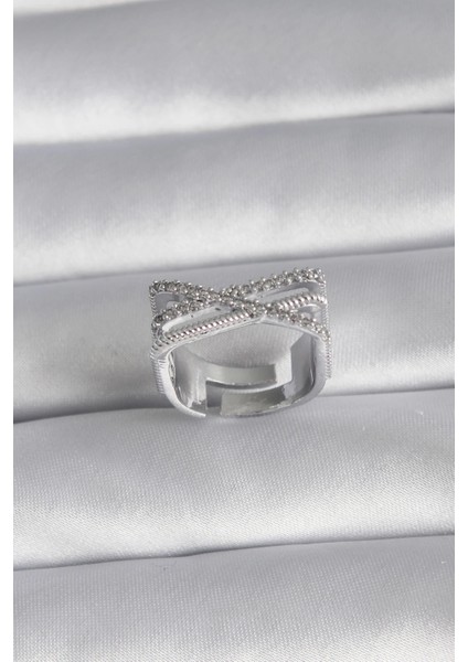 Bfs Pirinç Gümüş Renk Zirkon Taş Detay Kadın Yüzük