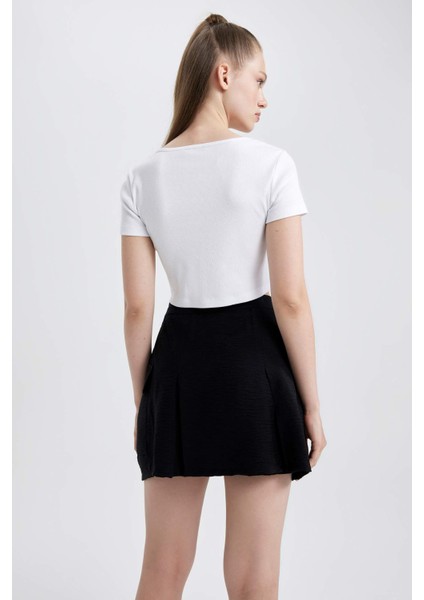 Fitted Fitilli Kaşkorse Kısa Kollu Tişört A9849AX23HS