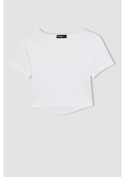 Fitted Fitilli Kaşkorse Kısa Kollu Tişört A9849AX23HS