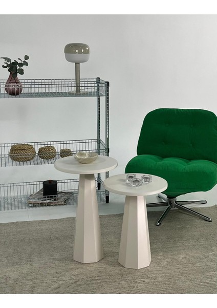 Lilyum Mantar Sehpa İkili Set Krem (57+47 Cm) fiyatları