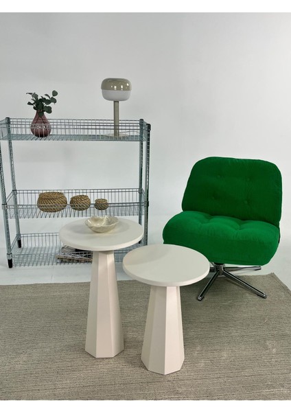 Lilyum Mantar Sehpa İkili Set Krem (57+47 Cm) modelleri