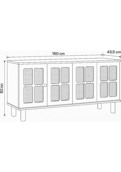 Hasırlı Atlantik Çam Krem Rustik Konsol 4 Kapaklı Doğal Hasır Desenli 160x43.5x80 Cm fırsatları