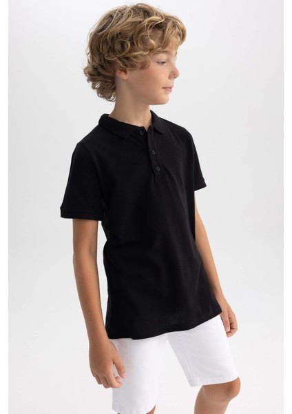 Erkek Çocuk Pike Kısa Kollu Basic Düz Polo Tişört B0668A8NS