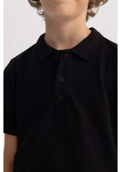 Erkek Çocuk Pike Kısa Kollu Basic Düz Polo Tişört B0668A8NS