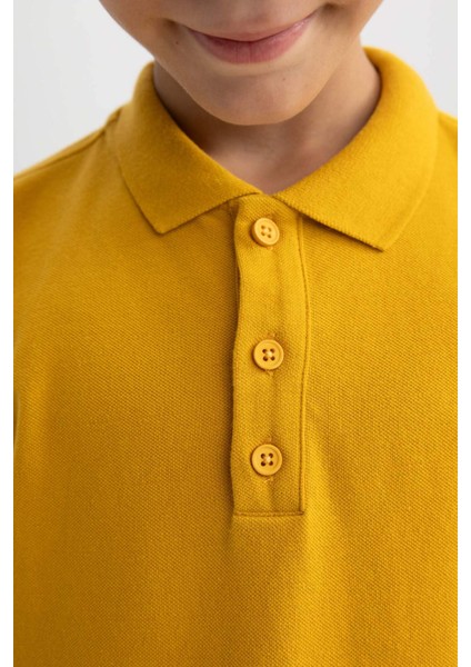 Erkek Çocuk Sarı Regular Fit Polo Yaka Basic Pike %100 Pamuk Kısa Kollu Polo Tişört B0668A8NS