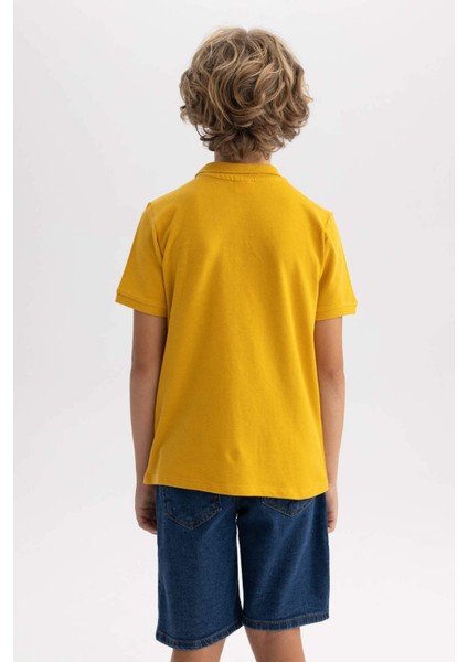 Erkek Çocuk Sarı Regular Fit Polo Yaka Basic Pike %100 Pamuk Kısa Kollu Polo Tişört B0668A8NS
