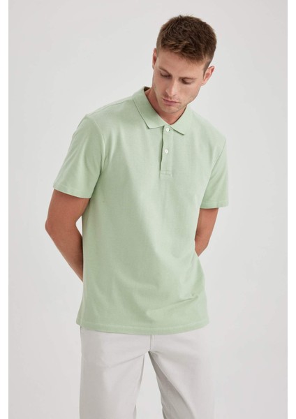 Erkek Yeşil Siyah Regular Fit Düz Kesim Polo Yaka Basic Düz %100 Pamuk Polo Tişört B0643AXNS