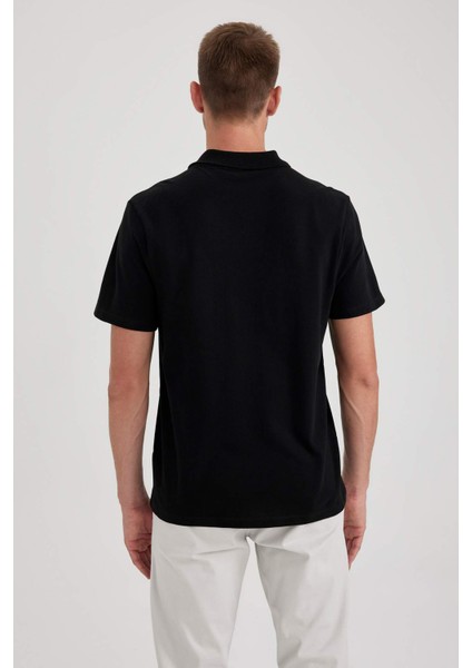 Erkek Siyah Regular Fit Düz Kesim Polo Yaka Basic Düz %100 Pamuk Polo Tişört B0643AXNS
