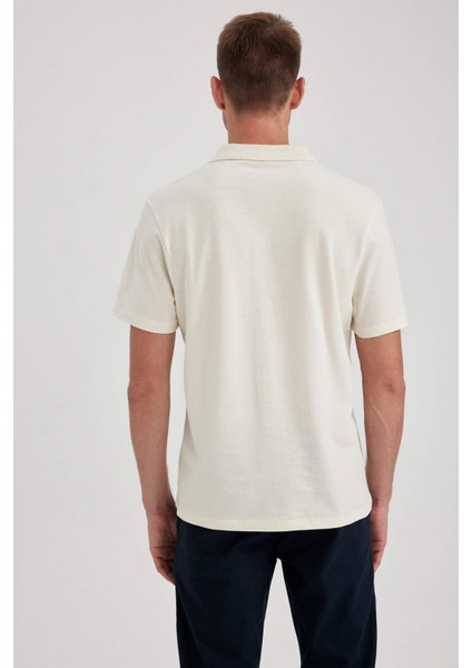 Ekru Siyah Regular Fit Düz Kesim Polo Yaka Basic Düz %100 Pamuk Polo Tişört B0643AXNS