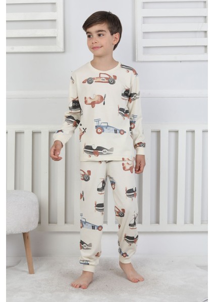 Racing Car And Aeroplane Desenli Erkek Çocuk Pijama Takımı fiyatları