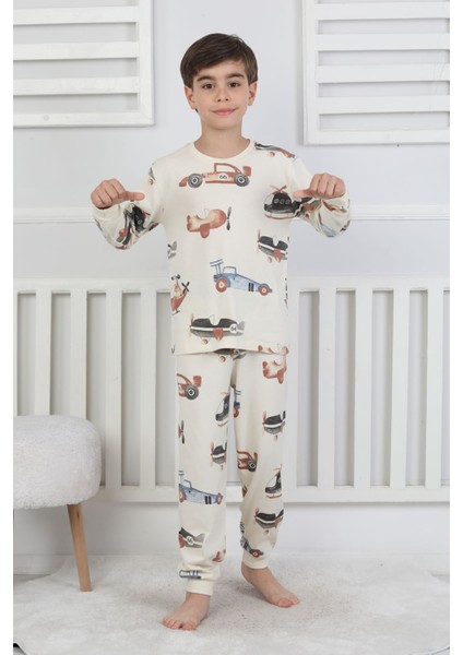 Racing Car And Aeroplane Desenli Erkek Çocuk Pijama Takımı indirimleri